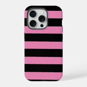 Pink and Black Stripes  iPhone 15 Pro Case