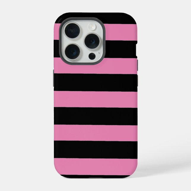 Pink and Black Stripes  iPhone Case (Back)