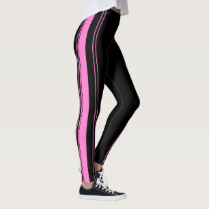 Pink and Black Stripes Leggings