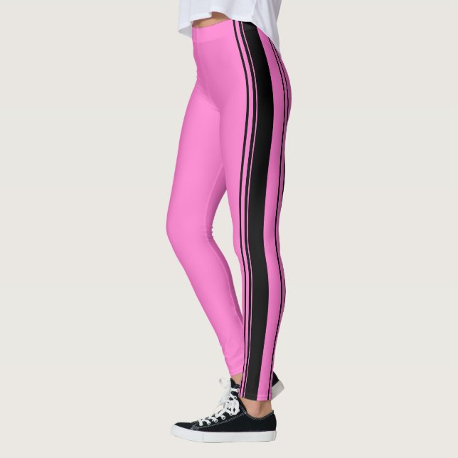 Pink and Black Stripes Leggings (Left)