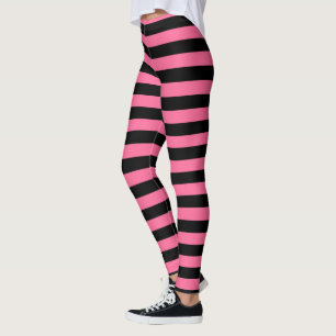Pink and Black Stripes Leggings
