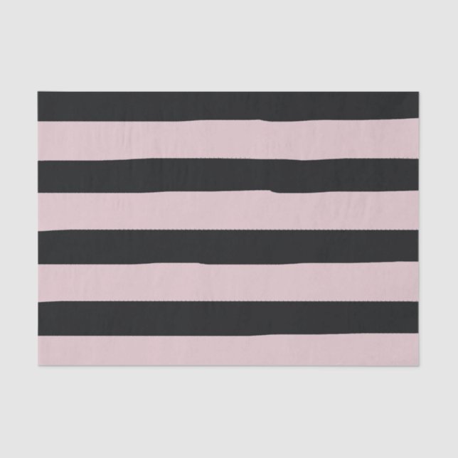Pink and Black Stripes Watercolor Tissue Paper (Front)