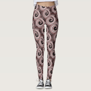 pink and black swirls modern contempory leggings