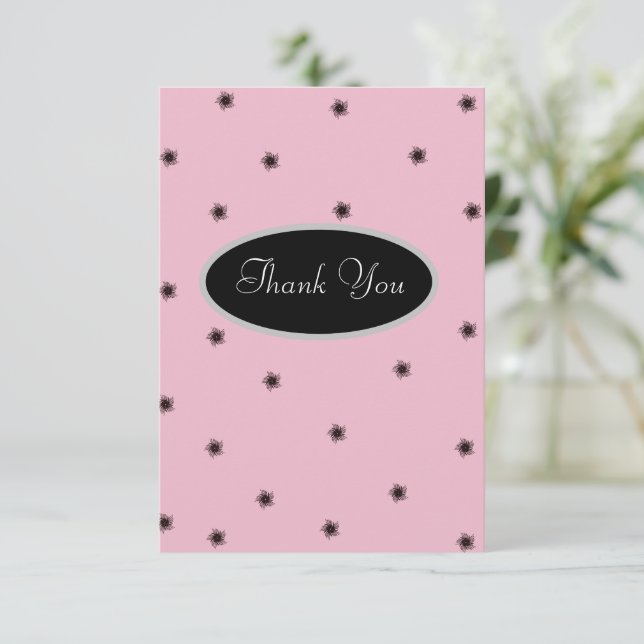 Pink and black thank you card (Standing Front)