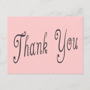 Pink And Black Thank You Wedding, Party, Business Postcard