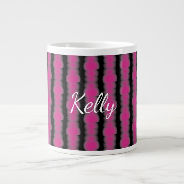 Pink and black tie dye large coffee mug (Front)