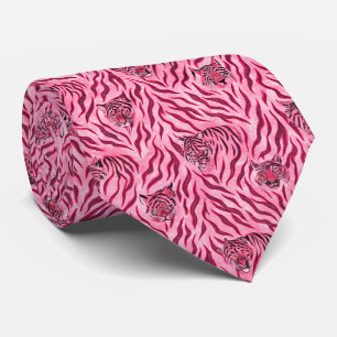 Pink and Black Tiger Print Pattern Tie