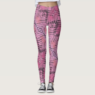 Pink and Black Tribal Abstract Leggings
