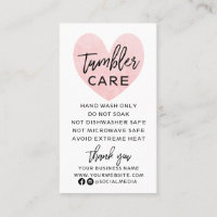 Pink and Black Tumbler Care Business Card