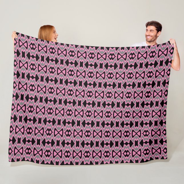 Pink and Black Unique Pattern Fleece Blanket (In Situ)