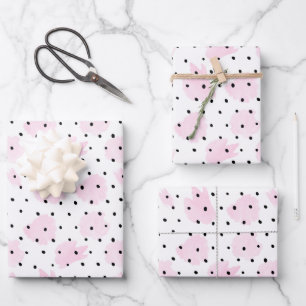Pink and Black Valentine  Wrapping Paper Sheet