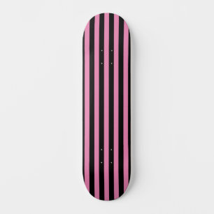 Pink and Black Vertical Striped  Skateboard