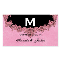 Pink and Black Vintage Monogram Wedding Favour V30