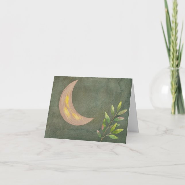 Pink and Black Watercolor Celestial Note Card (Front)