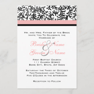 Pink and Black Wedding Invitation