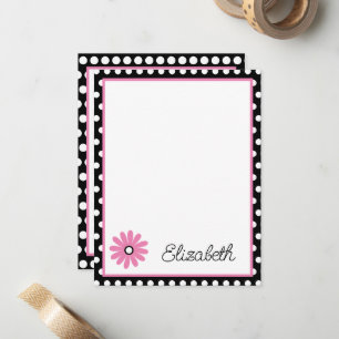 Pink and Black With White Polka Dots Personalised Card