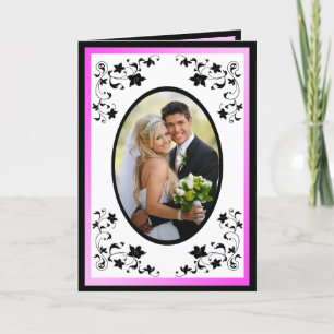 Pink and Black You Thank You Card with Photo Inser