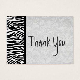 Pink and Black Zebra and Damask Wedding Thank You
