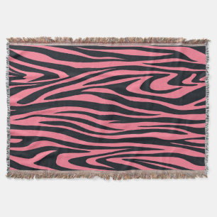 Pink and Black Zebra Animal Print  Throw Blanket