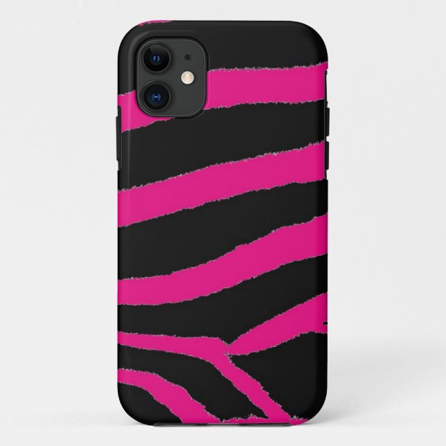 Pink and Black Zebra Fur Print Case-Mate iPhone Case (Back)
