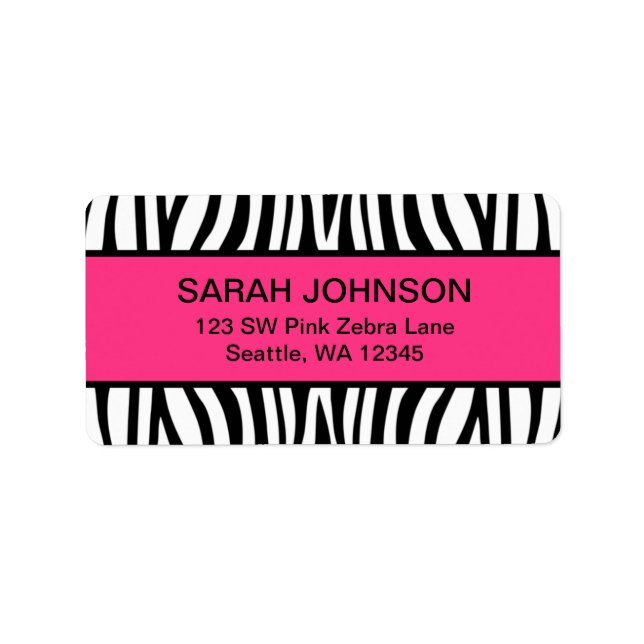 Pink and Black Zebra Label (Front)