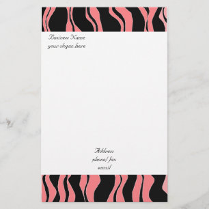 Pink and Black Zebra Pattern Stationery