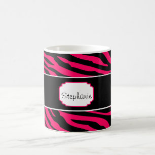 Pink and Black Zebra Personalised Coffee Mug