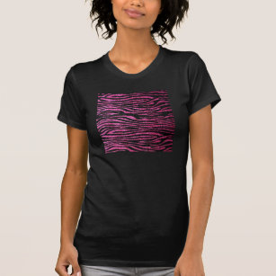 Pink and Black Zebra Print bling (faux glitter) T-Shirt