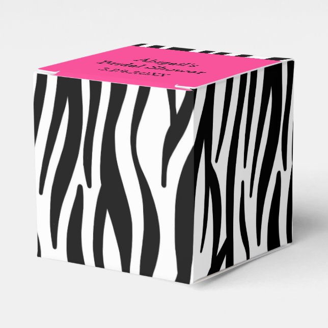 Pink and black Zebra Print Bridal Shower Favour Bo Box (Front Side)