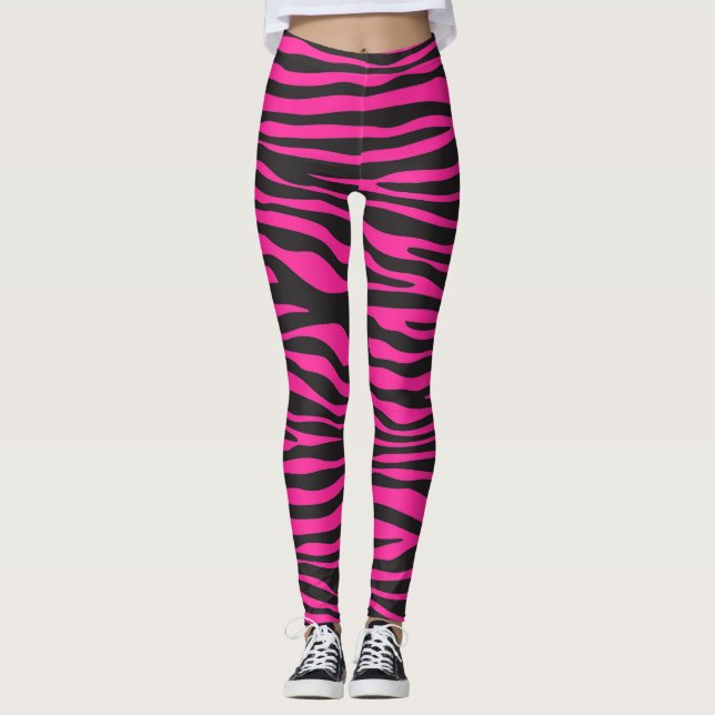 Pink and Black Zebra Print Leggings (Front)