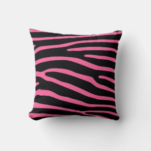 Pink and black zebra print Throw Pillow