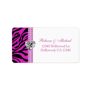 Pink and Black Zebra Stripes Address Labels