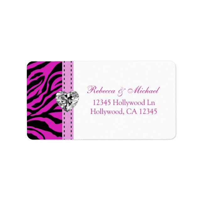 Pink and Black Zebra Stripes Address Labels (Front)