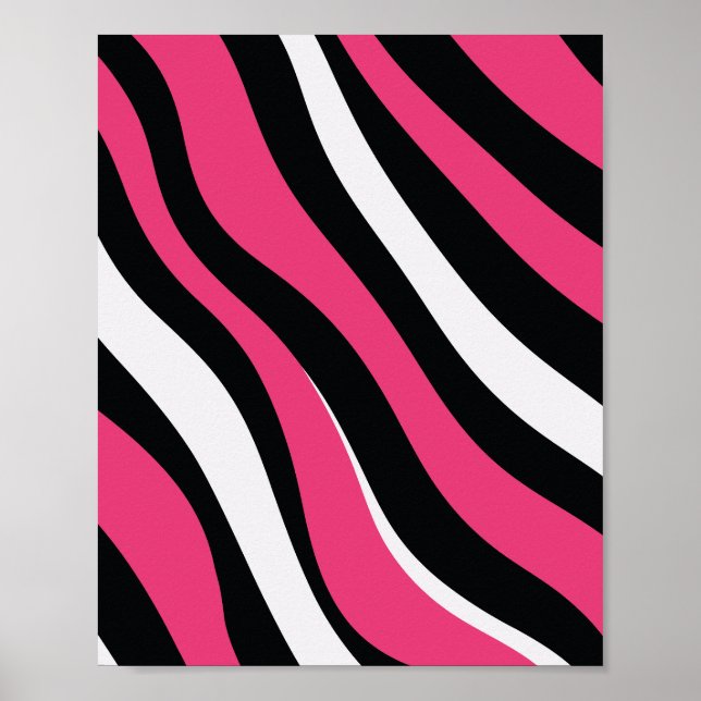 Pink and Black Zebra Stripes Poster (Front)