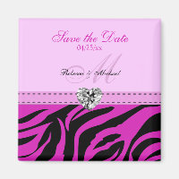 Pink and Black Zebra Stripes Save the Date Magnets