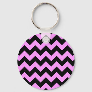 Pink and Black Zigzag Key Ring