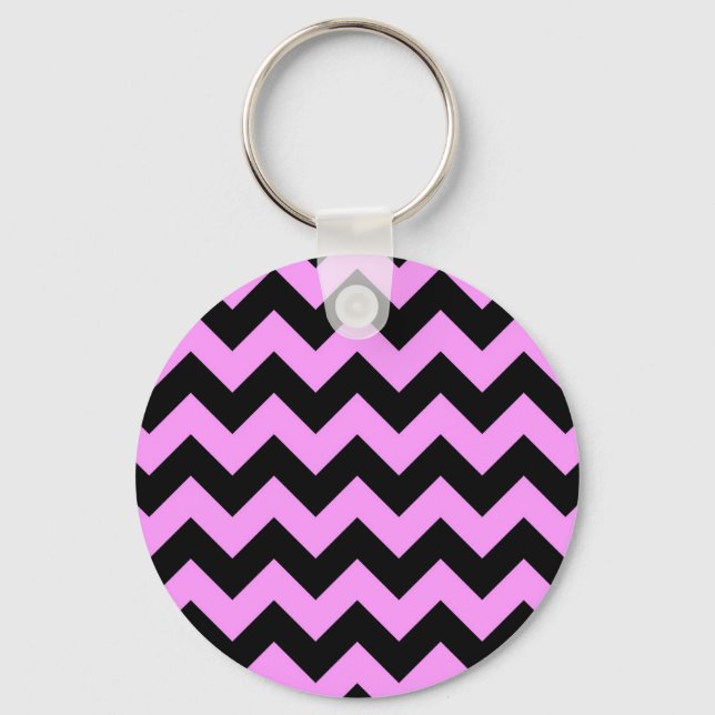 Pink and Black Zigzag Key Ring (Front)