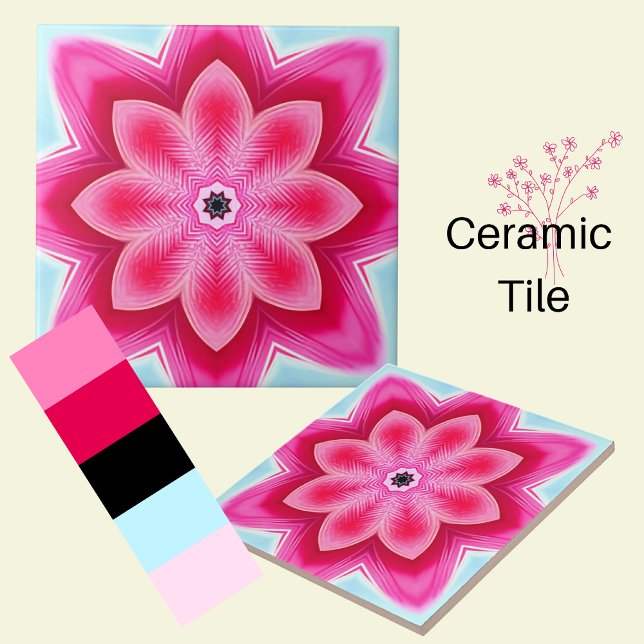 Pink and blue abstract decorative ceramic tile (Creator Uploaded)