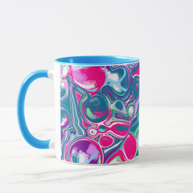 Pink and Blue Abstract Fluid Art  Mug (Left)