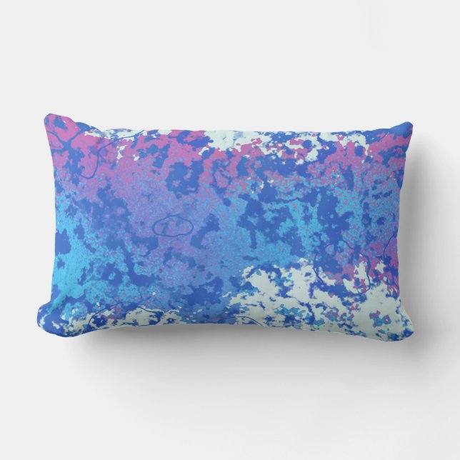 Pink and Blue abstract   Lumbar Cushion (Front)