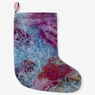 Pink and blue abstract painting small christmas stocking