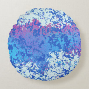 Pink and Blue abstract Round Cushion