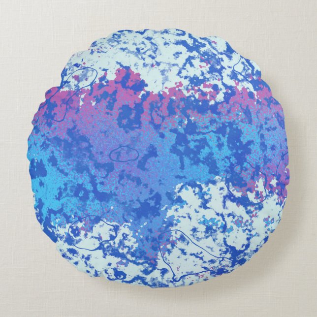 Pink and Blue abstract   Round Cushion (Front)