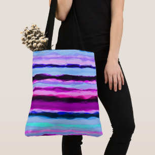 Pink and Blue Abstract Stripes Tote Bag