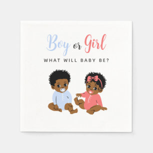 Pink and Blue African American Baby Gender Reveal Napkin