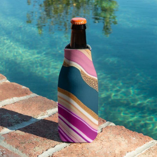 Pink and blue agate pattern bottle cooler (In Situ Pool)