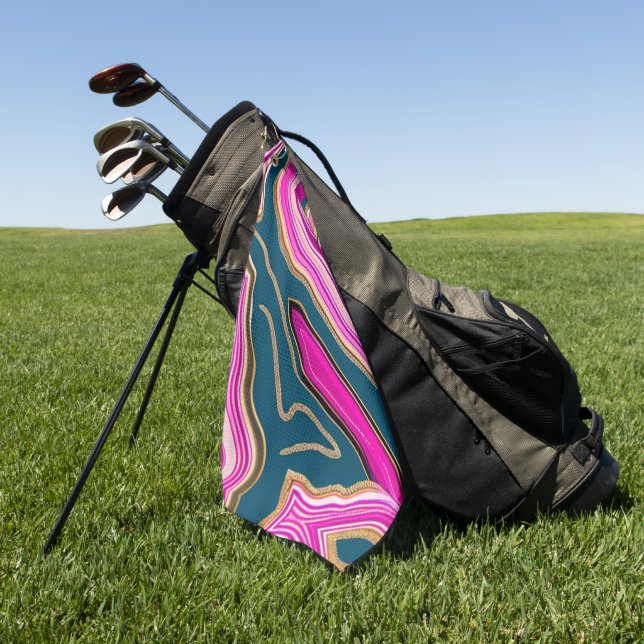 Pink and blue agate pattern golf towel (Green)
