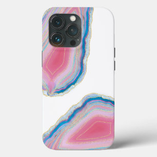 Pink and Blue Agate Stone Pattern iPhone 13 Pro Case