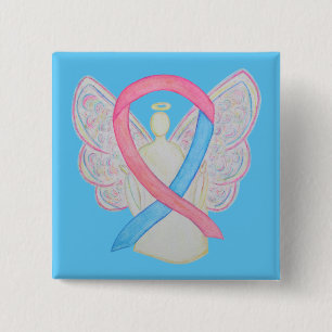 Pink and Blue Angel Awareness Ribbon Custom Pins