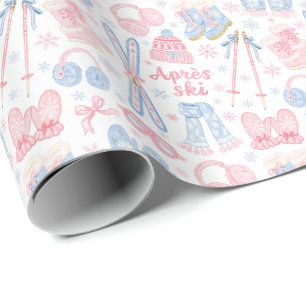 Pink and Blue Apres Ski Wrapping Paper